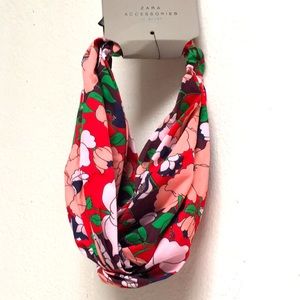 Zara Headband flowers print red color